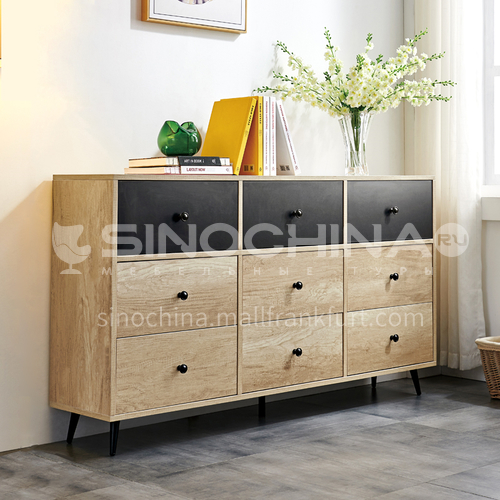 BJ-YNL-DG-601- Nordic minimalist style, paint-free frame, iron feet, Nordic minimalist chest of drawers